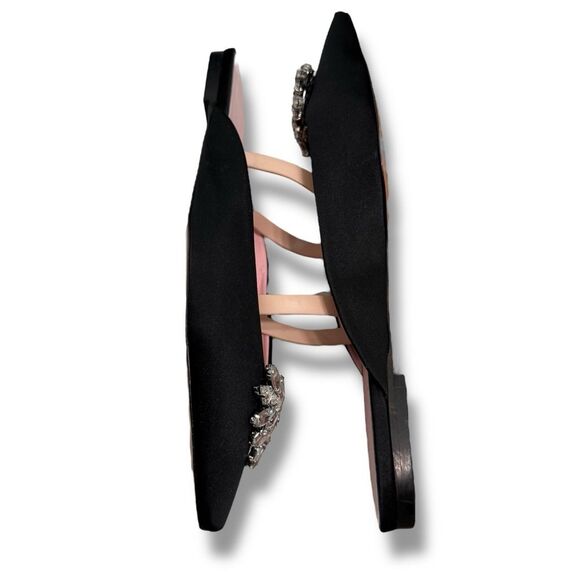 Piferi Black Satin Flats Pink Lining & Soles Embellishment Size 39 (US 8.5-9) - Picture 8 of 12